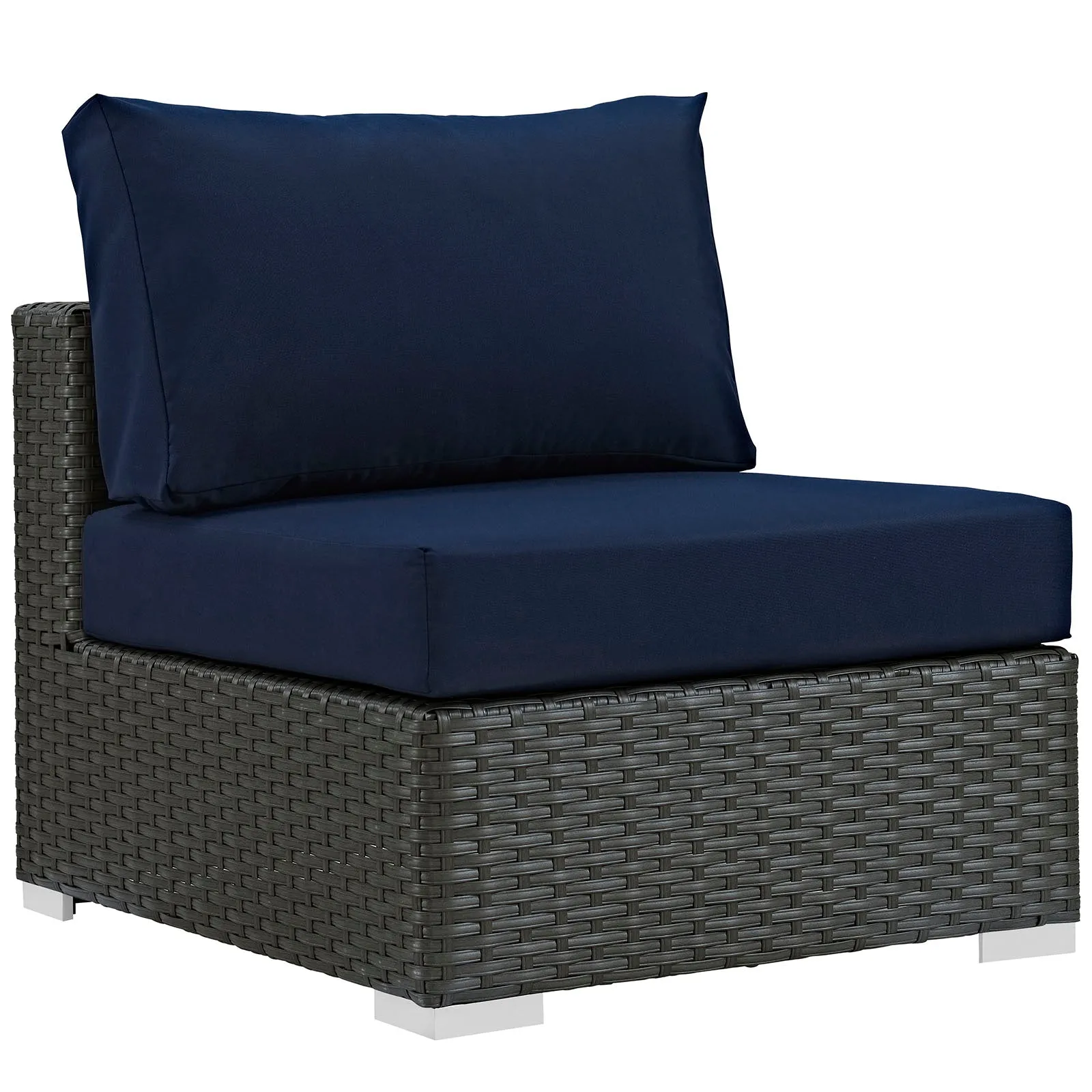 Sojourn 5 Piece Outdoor Patio Sunbrella Sectional  With Armless Chairs Set