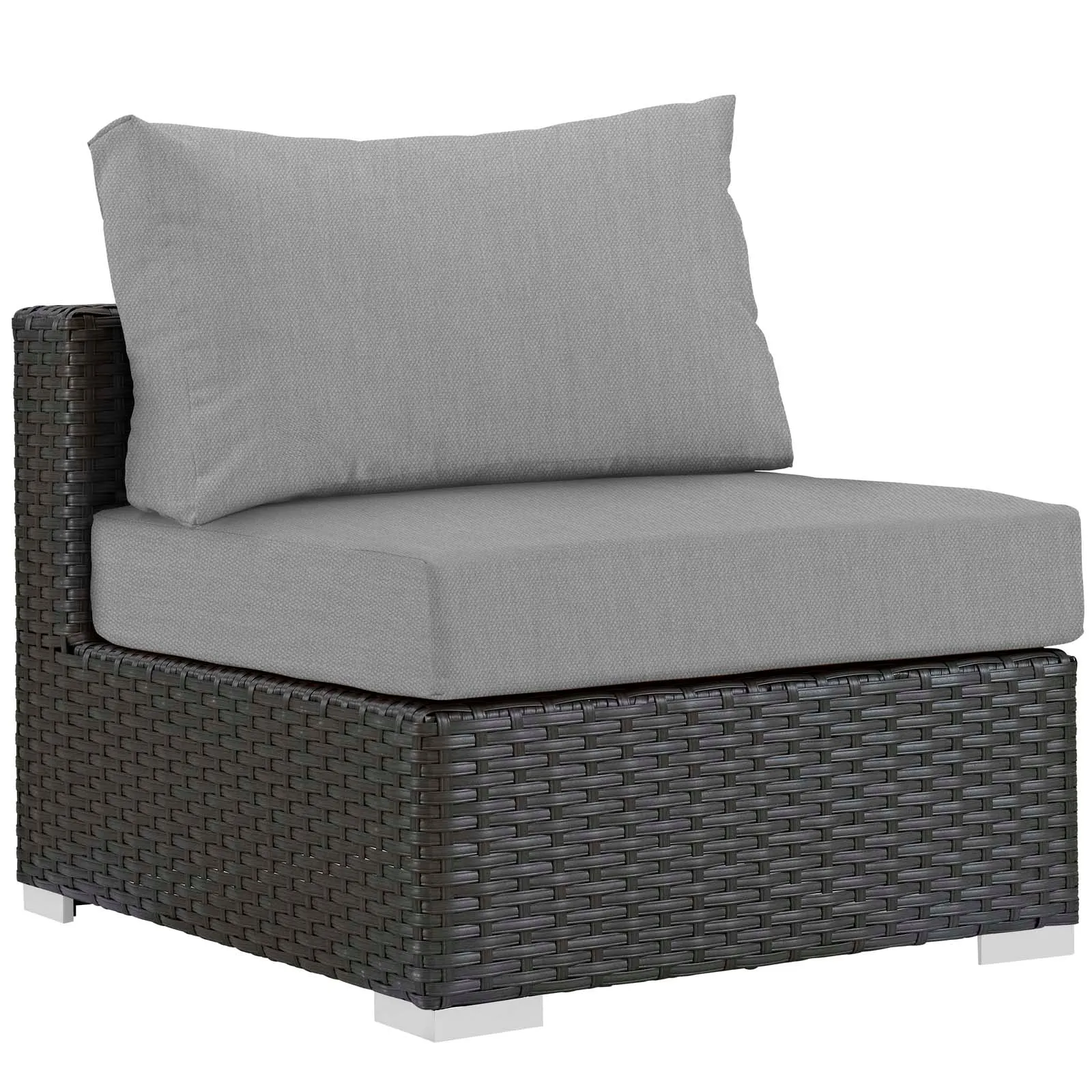 Sojourn 5 Piece Outdoor Patio Sunbrella Sectional  With Armless Chairs Set