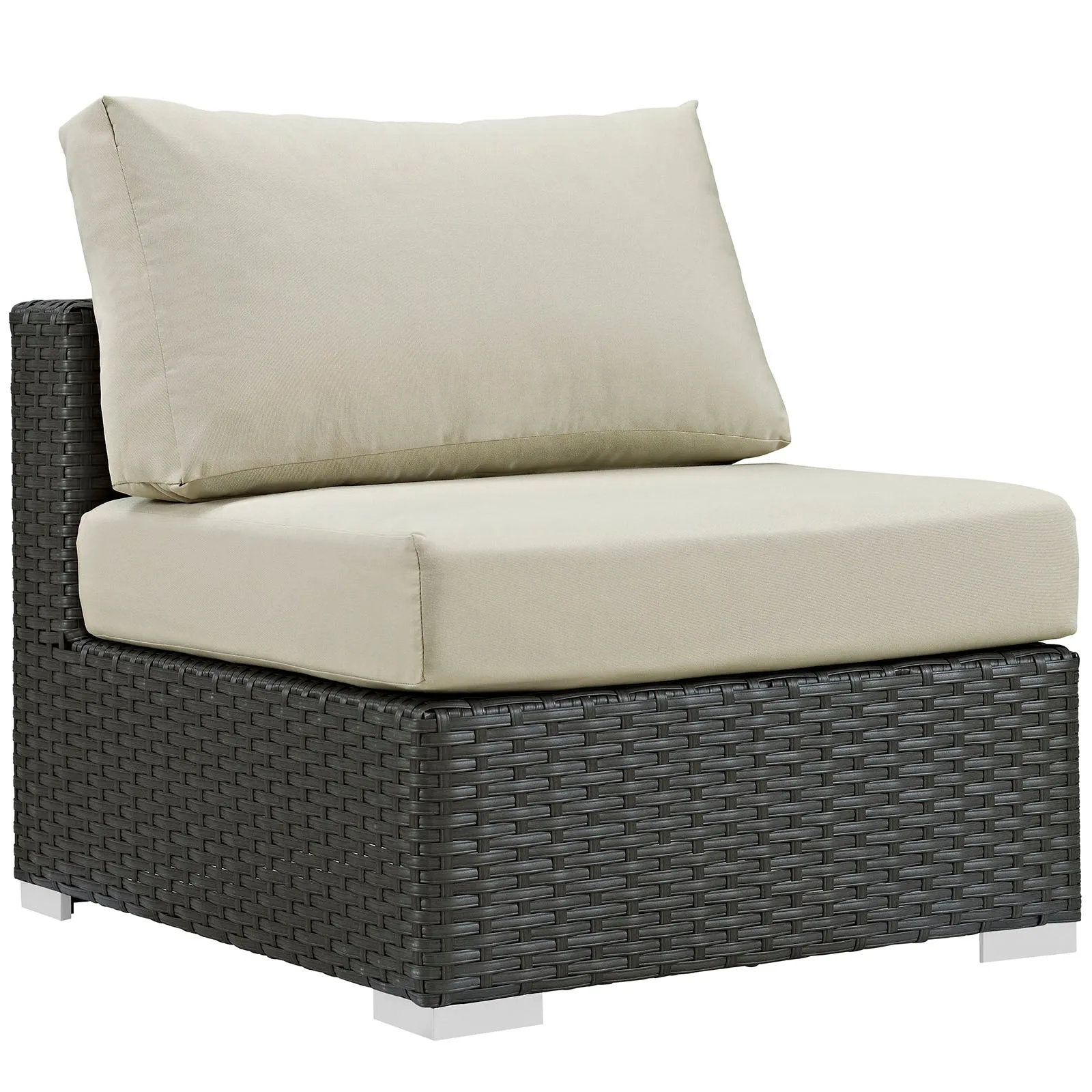 Sojourn 5 Piece Outdoor Patio Sunbrella Sectional  With Armless Chairs Set