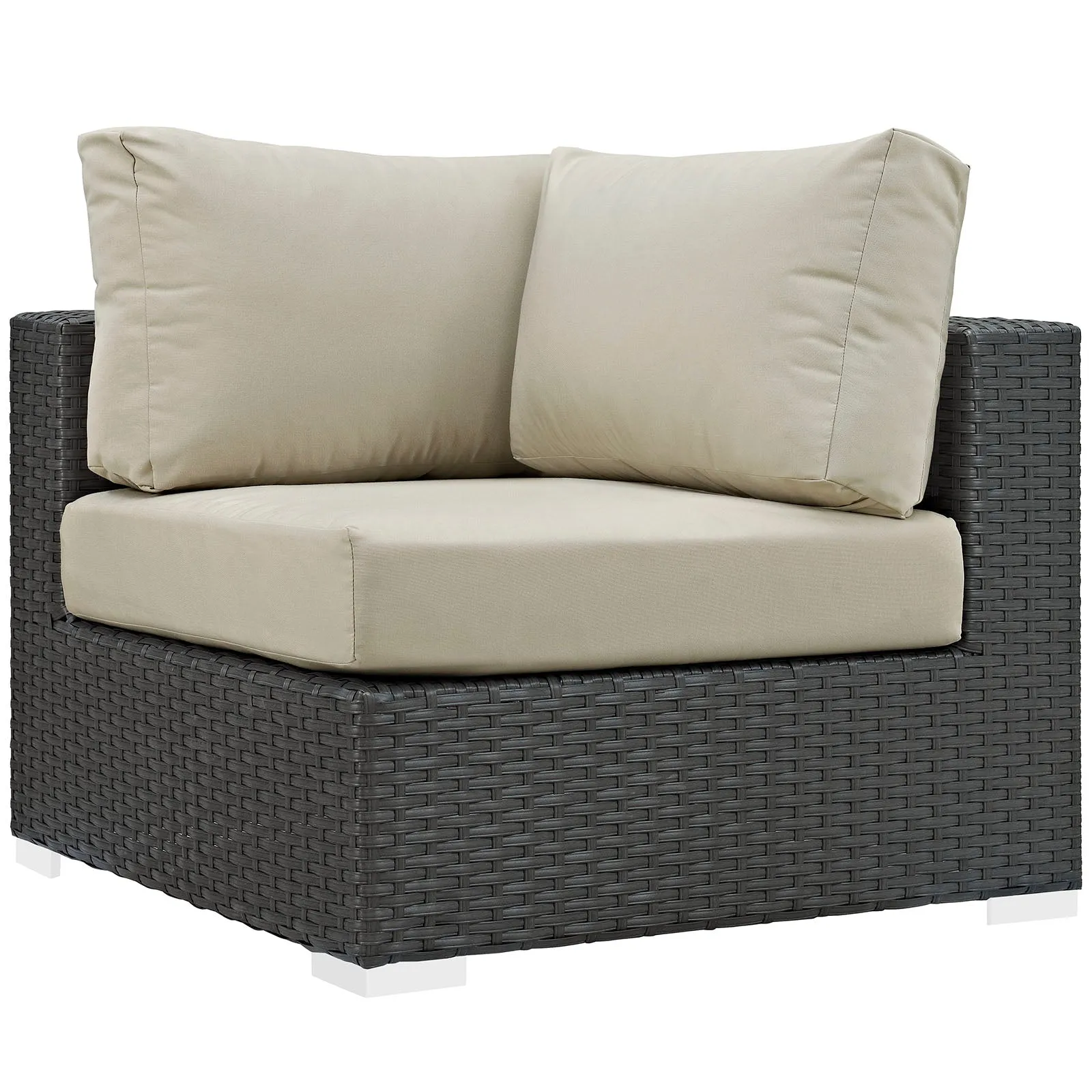 Sojourn 5 Piece Outdoor Patio Sunbrella Sectional  With Armless Chairs Set
