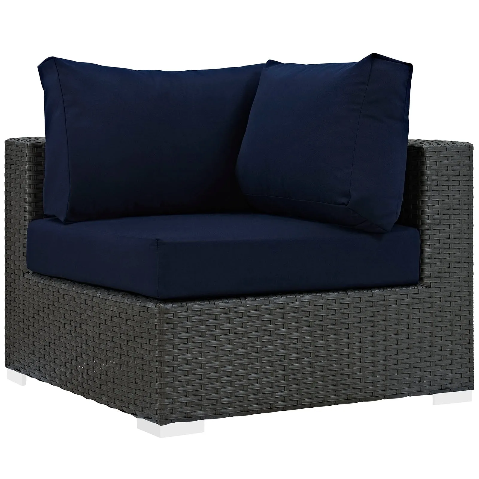 Sojourn 5 Piece Outdoor Patio Sunbrella Sectional  With Armless Chairs Set