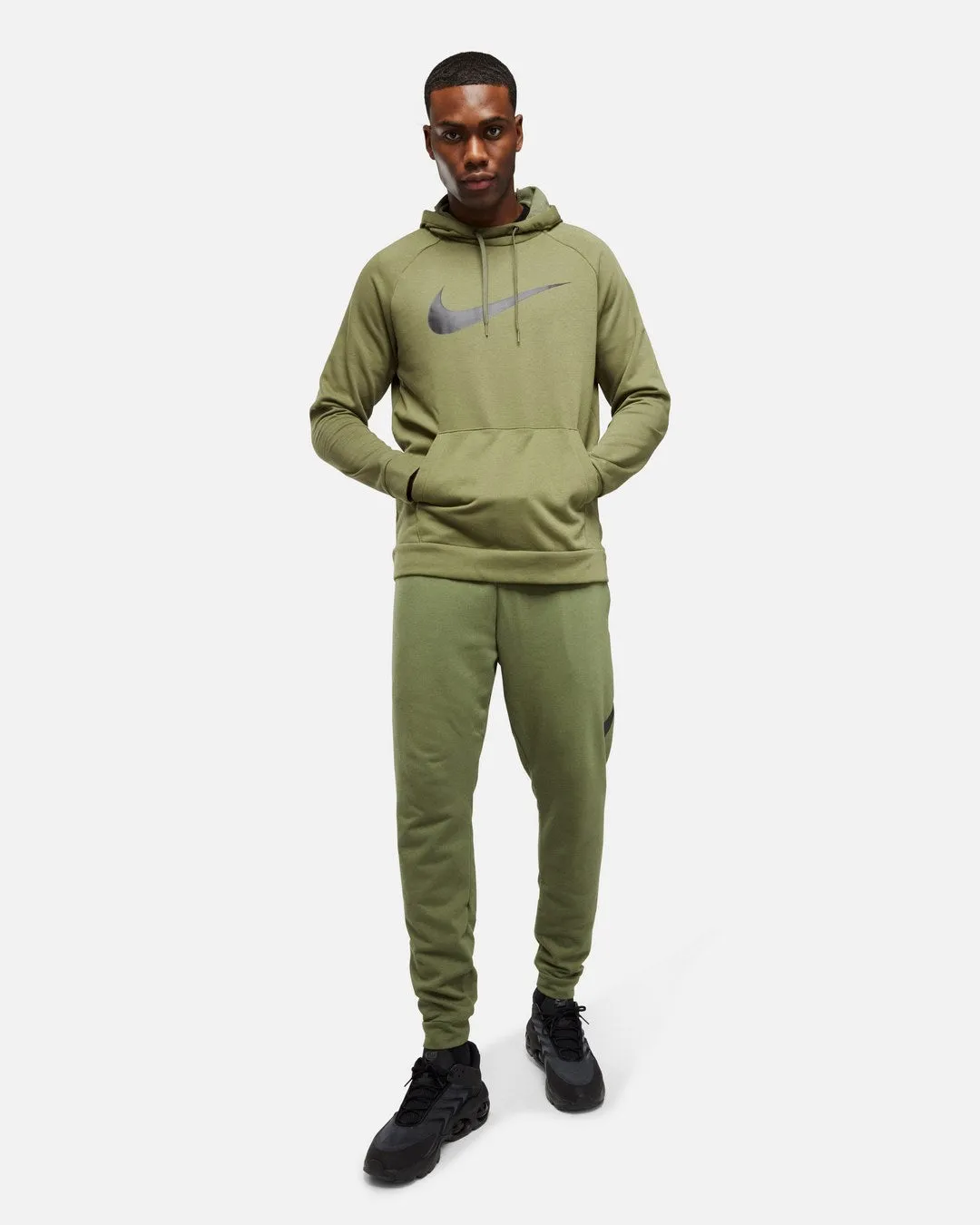 Sweat a capuche Nike Dry Graphic - Kaki/Noir