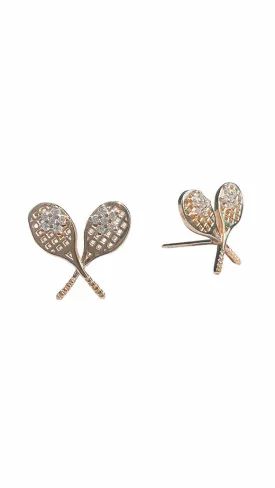 Tennis Racket Earrings Gold BRAND NEW