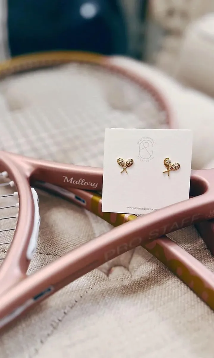 Tennis Racket Earrings Gold BRAND NEW