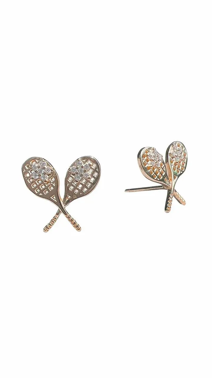 Tennis Racket Earrings Gold BRAND NEW