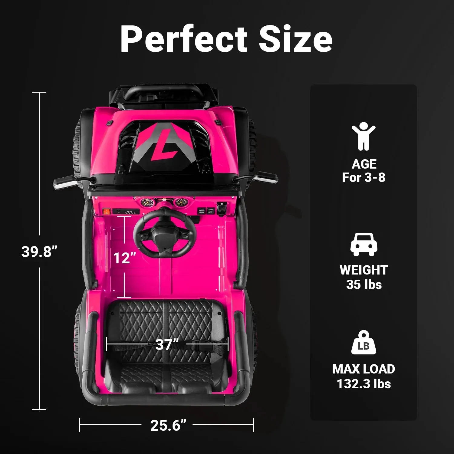 Track 7 24V Ride on Truck, Electric Car for Boys Girls, Ride on Car with Remote Control, Music, Bluetooth, Lights, Spring Suspension, Max Speed 5 mph, Pink