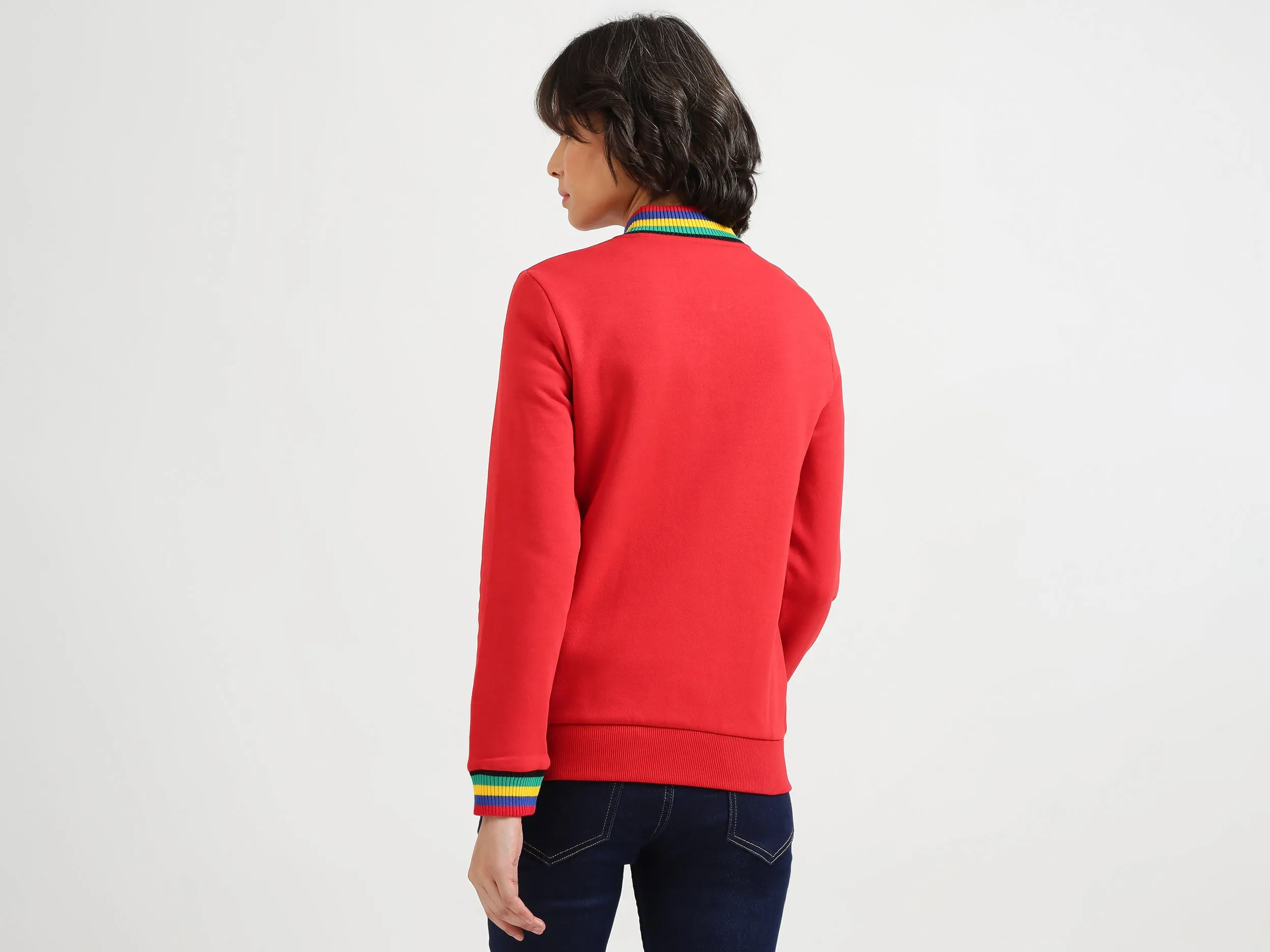 Women Red Solid Regular Sweatshirt