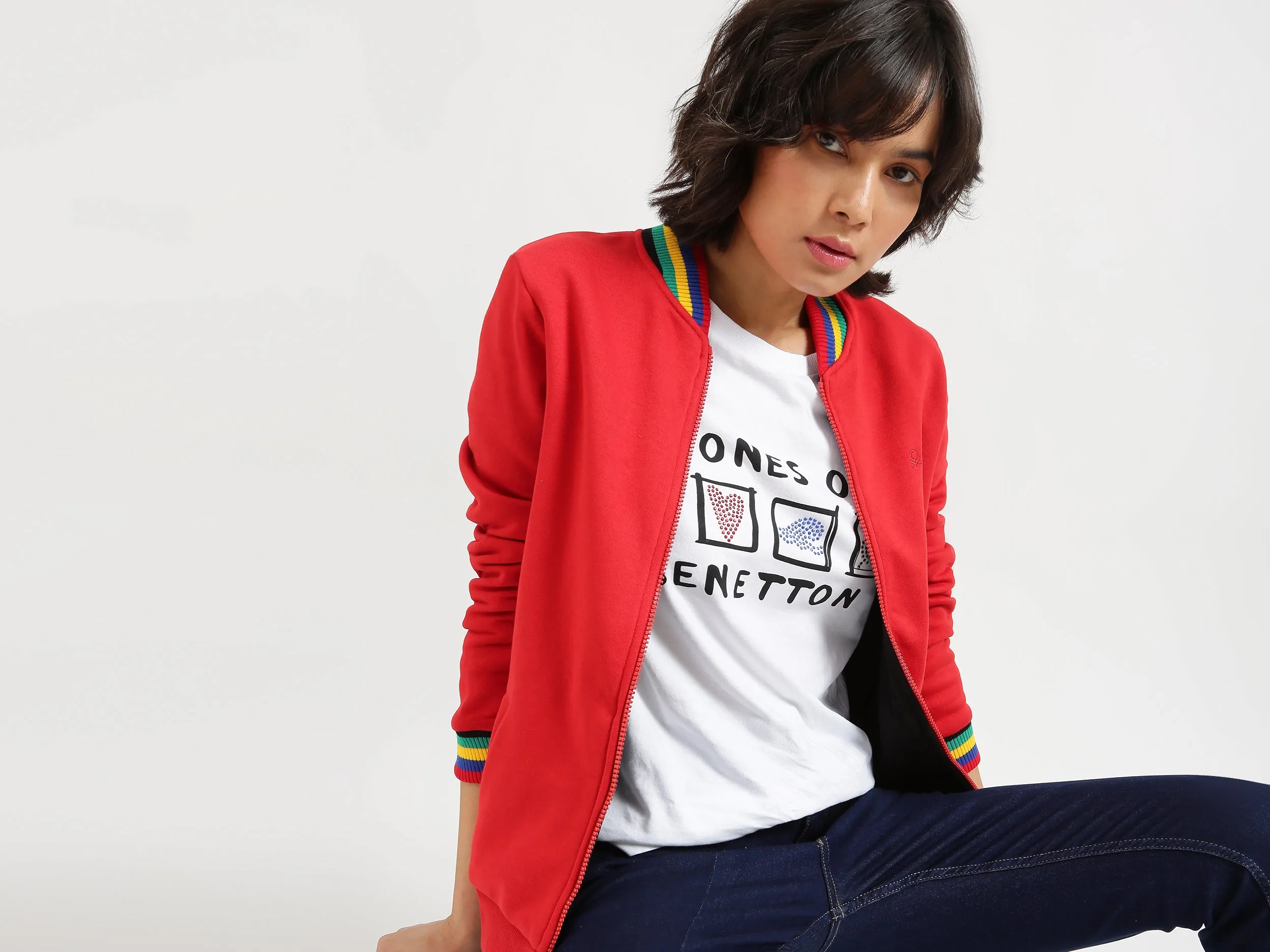 Women Red Solid Regular Sweatshirt