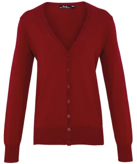 Womens button-through knitted cardigan | Burgundy