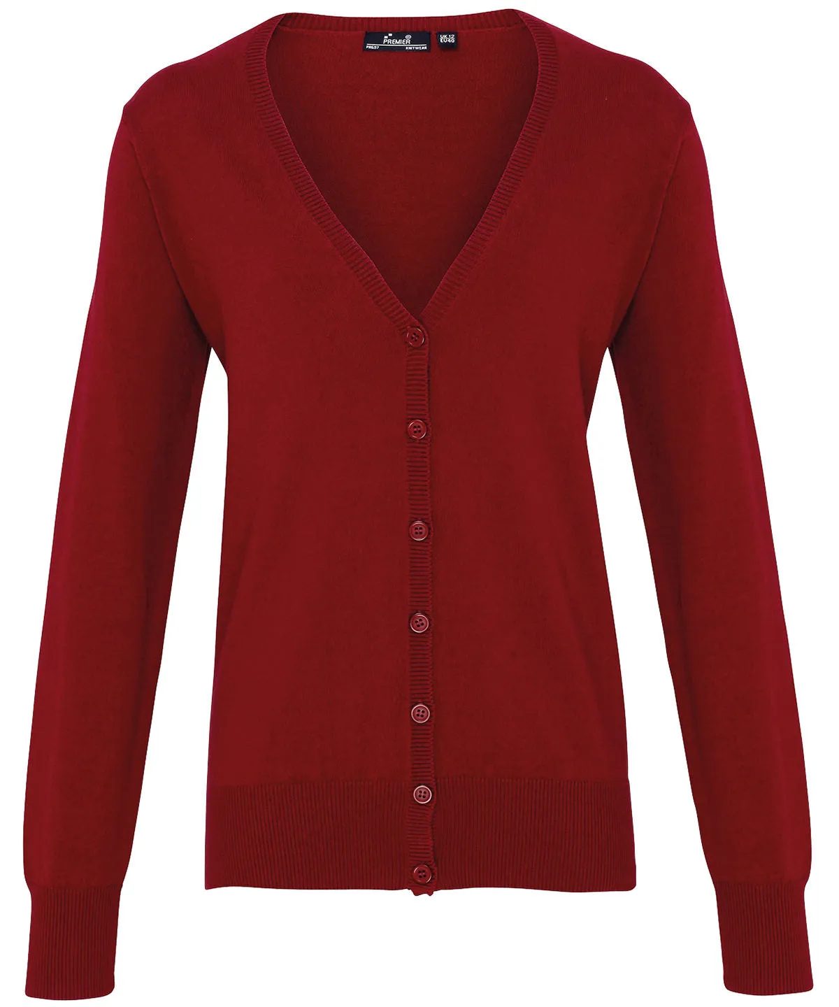 Womens button-through knitted cardigan | Burgundy