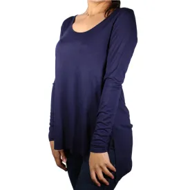 Women's High Low Casual Top,Navy