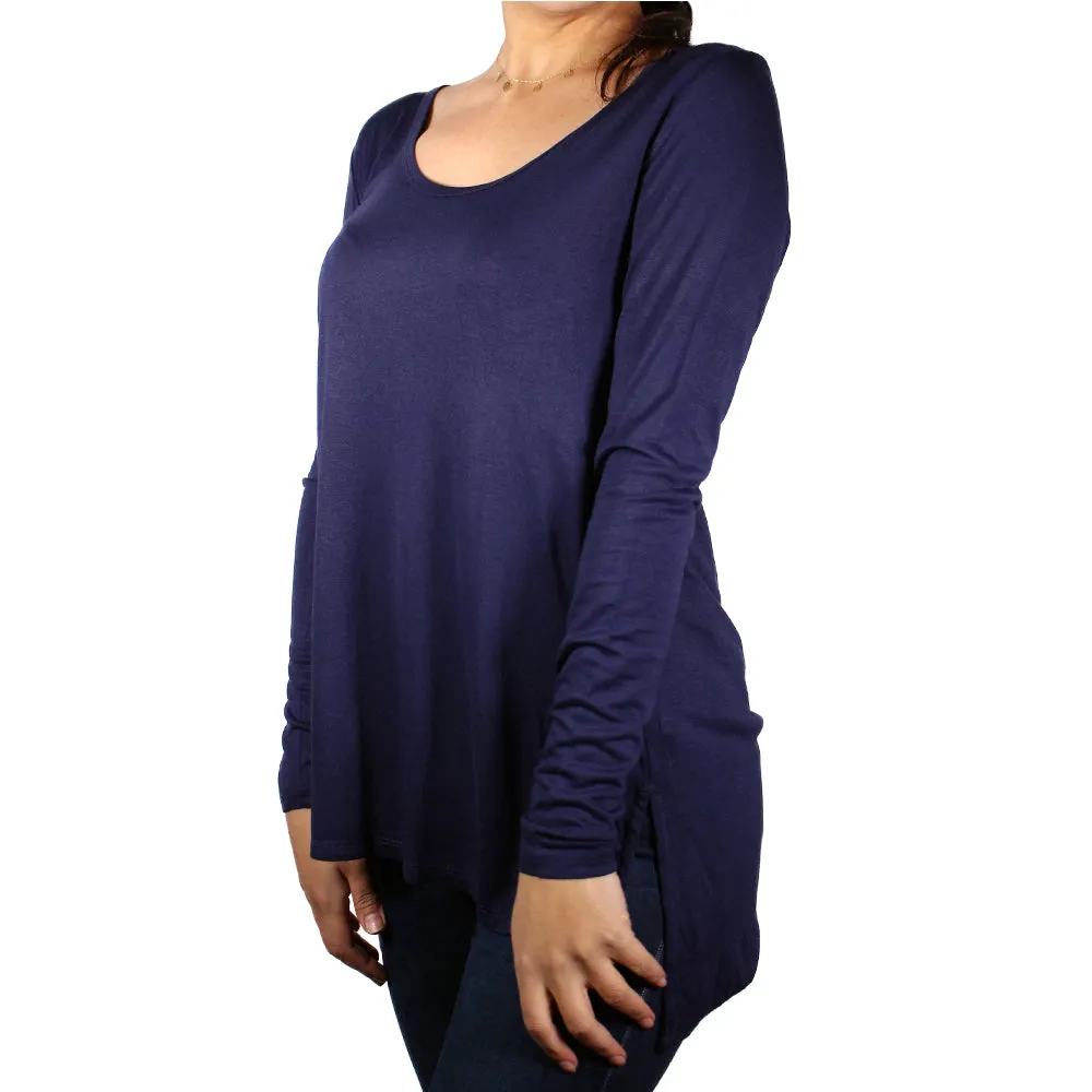 Women's High Low Casual Top,Navy