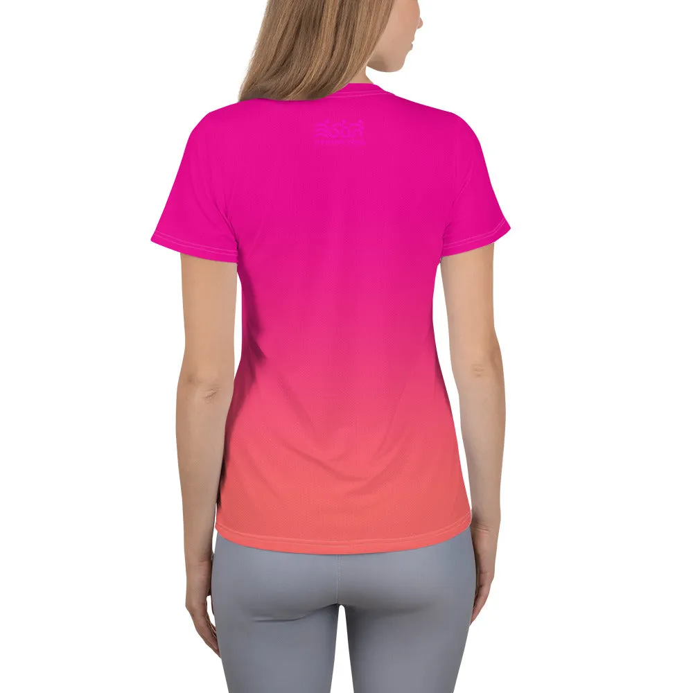 Women's Running Top - Pink Coral Gradient 