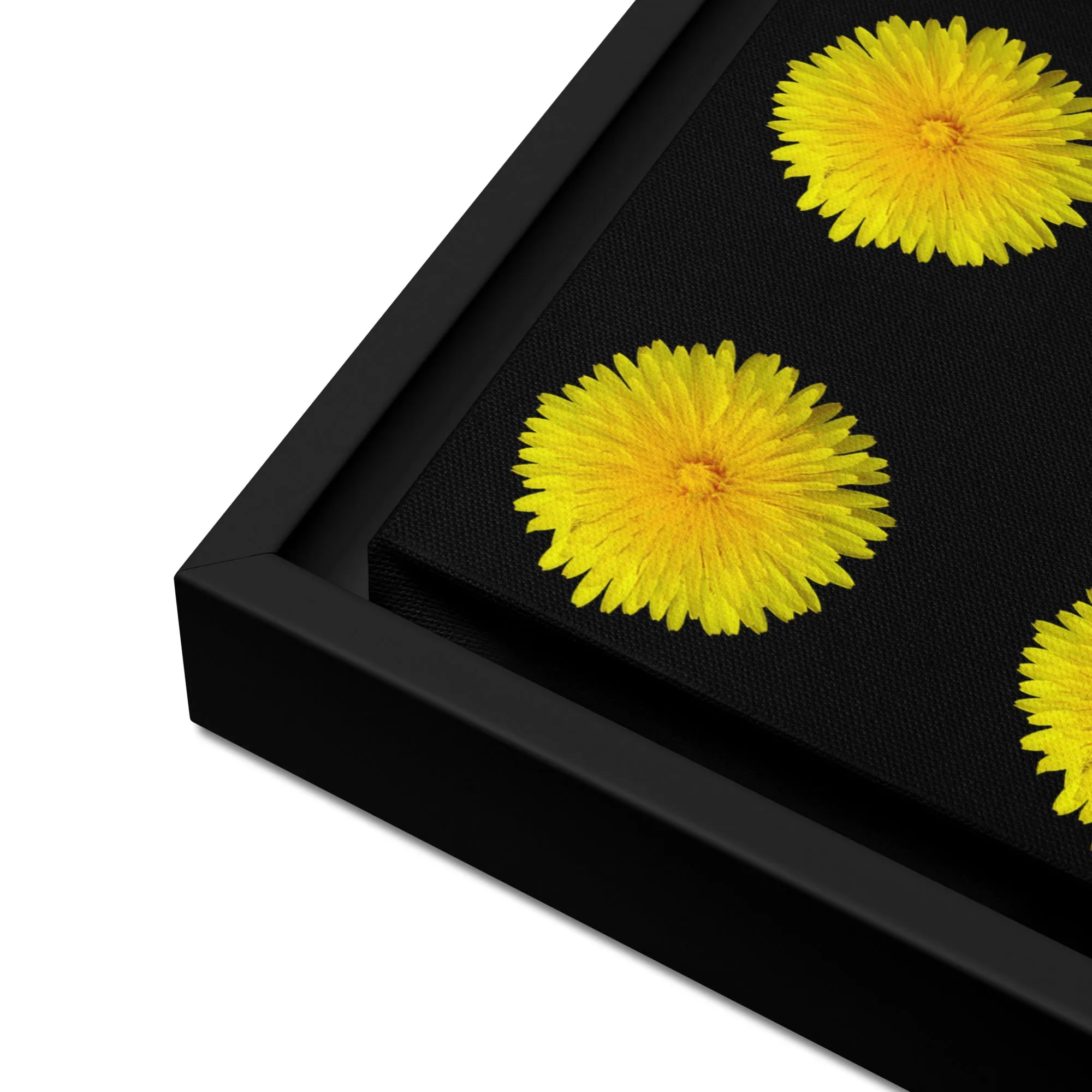Yellow Dandelion Wildflower Framed Canvas Print