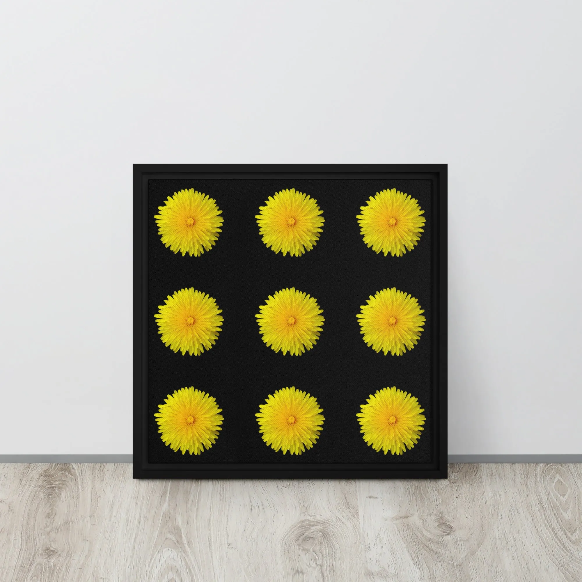 Yellow Dandelion Wildflower Framed Canvas Print